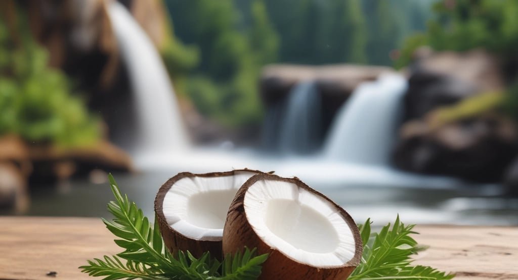 organic coconut and natural waterfalls